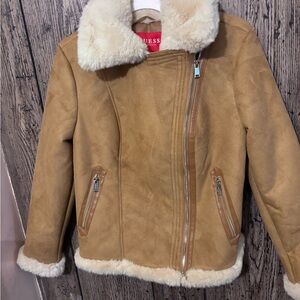 Guess Tan Faux Shearling Jacket S